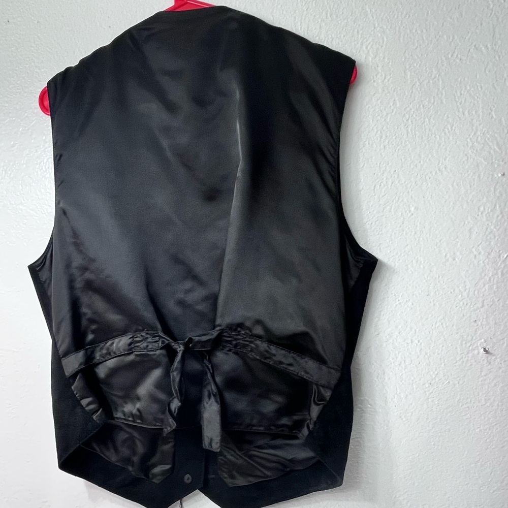 Vintage Men’s Leather Black and Gray Argyle Vest Large - Picture 5 of 10